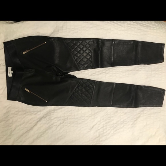 Reiss real leather pants with gold exposed zippers - Picture 2 of 10